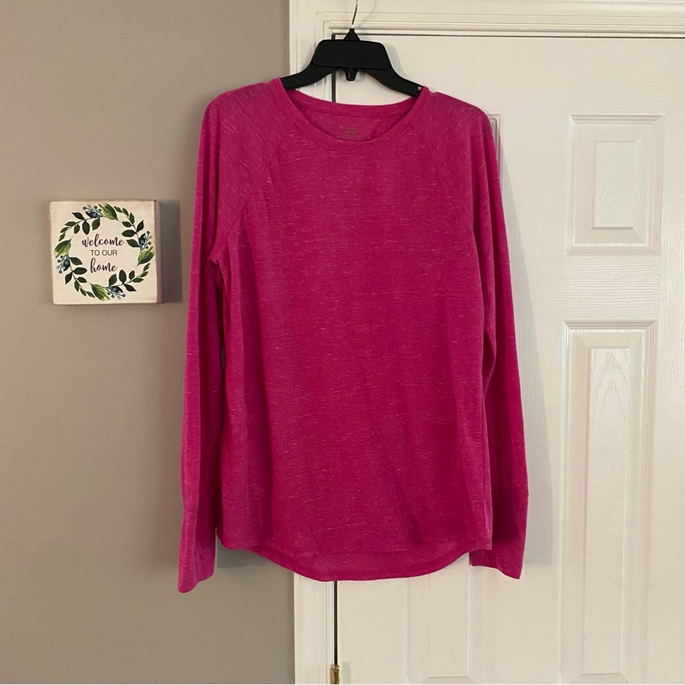 TeK Gear Dry TeK Heathered Hot Pink Long Sleeve Athletic Workout Shirt Large